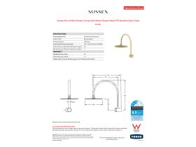 Specification Sheet - Sussex Pure Hi-Rise Shower Curved with 250mm Shower Head PVD Brushed Gold (3 Star)