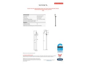 Specification Sheet - Sussex Pure Floor Mounted Basin Mixer with Linear Textured Handles Trimset PVD Brushed Gunmetal (5 Star) Lead Free