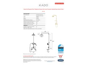 Specification Sheet - Kado Era Exposed Twin Telephone Shower Set Lever Porcelain Handle Brass Gold (3 Star)