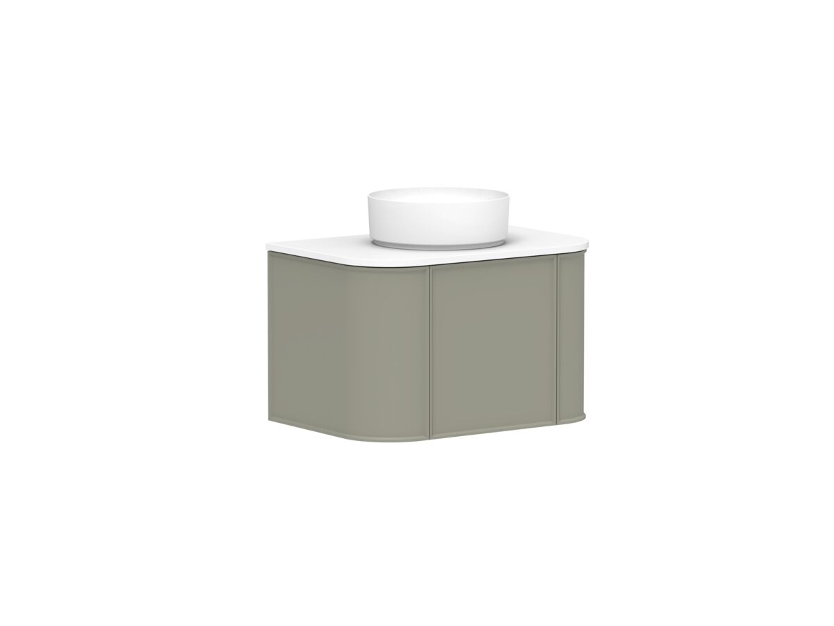 Supporting Image 2 - Kado Era Double Curve All Door 750mm Wall Hung Vanity with Centre Basin 20mm Top Wolfram Green