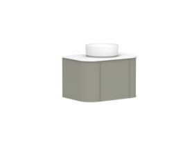Supporting Image 2 - Kado Era Double Curve All Door 750mm Wall Hung Vanity with Centre Basin 20mm Top Wolfram Green