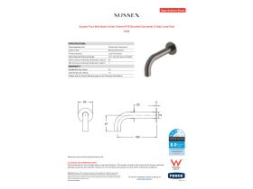 Specification Sheet - Sussex Pure Wall Basin Outlet 160mm PVD Brushed Gunmetal (3 Star) Lead Free