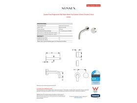 Specification Sheet - Sussex Pure Progressive Wall Basin Mixer Tap System 160mm Chrome (3 Star)