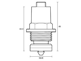 Technical Drawing - Dura Tap Top Assembly Brass Spline Vandal Proof Less Key 15mm Lead Free