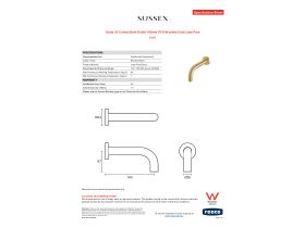 Specification Sheet - Scala 25 Curved Bath Outlet 160mm PVD Brushed Gold Lead Free