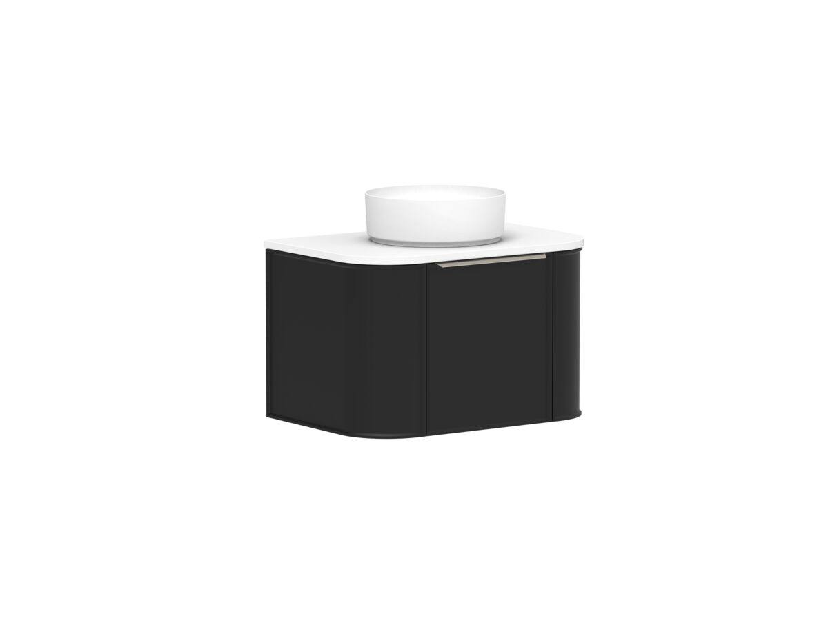 Supporting Image - Kado Era Double Curve All Drawer 750mm Wall Hung Vanity with Centre Basin 20mm Top Matte Black