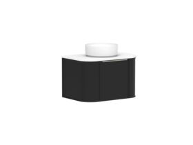 Supporting Image - Kado Era Double Curve All Drawer 750mm Wall Hung Vanity with Centre Basin 20mm Top Matte Black