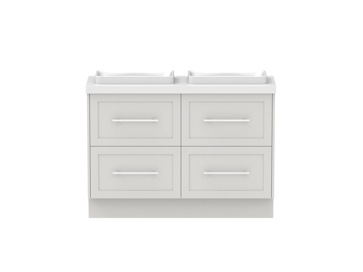 Hero - Kado Lux Ensuite All Drawer Twin 1200mm Floor Mount Double Basin 50mm Top