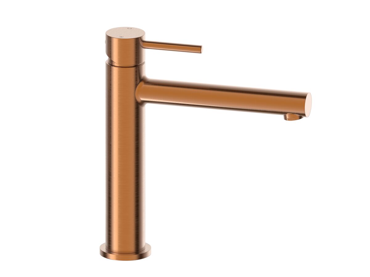 Hero - Mizu Drift Medium Height Basin Mixer Tap Straight Spout Brushed Bronze (6 Star) Lead Free