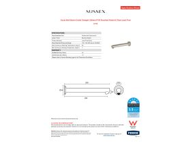 Specification Sheet - Scala Wall Basin Outlet Straight 250mm PVD Brushed Nickel (6 Star) Lead Free