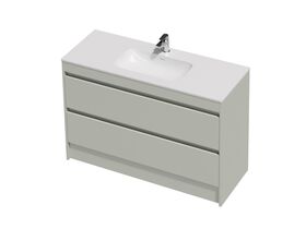 Hero - Posh Domaine Twin 1200 2 Drawer Floor Standing Vanity Colour Console Top Gloss White Mineral Cast