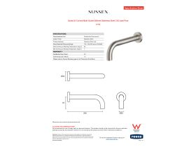 Specification Sheet - Scala 25 Curved Bath Outlet 200mm Stainless Steel 316 Lead Free