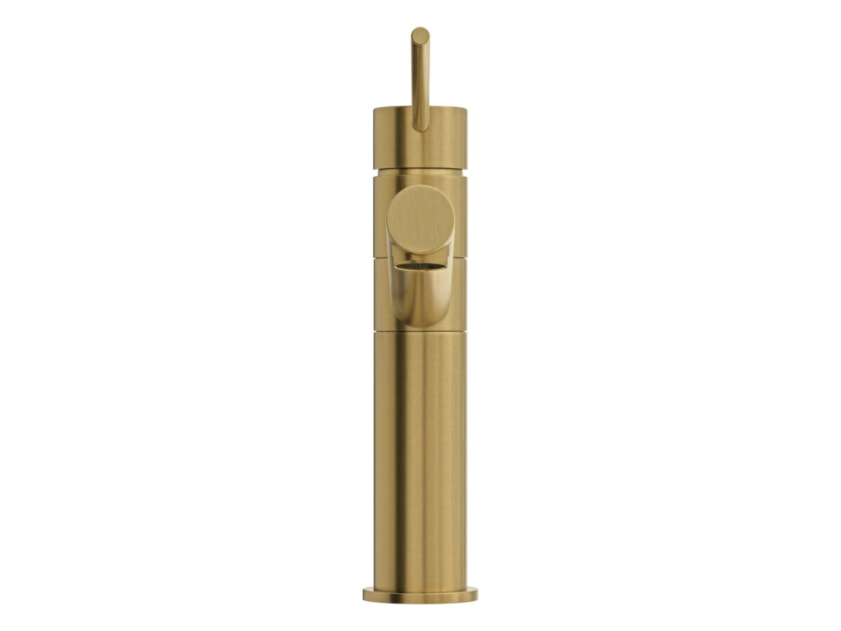 Supporting Image 2 - Mizu Drift Sink Mixer Extended Lever with Red & Blue Indicators Brushed Brass (5 Star) Lead Free