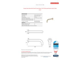 Specification Sheet - Sussex Scala 25mm Wall Outlet Curved 200mm LUX PVD Brushed Platinum Gold (3 Star)