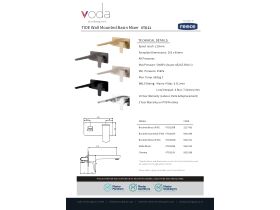 Specification Sheet - Voda Tide Wall Mounted Basin Mixer (4 Star)