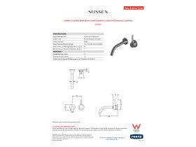 Specification Sheet - Sussex Oria Wall Bath Mixer Outlet System 215mm PVD Brushed Gunmetal