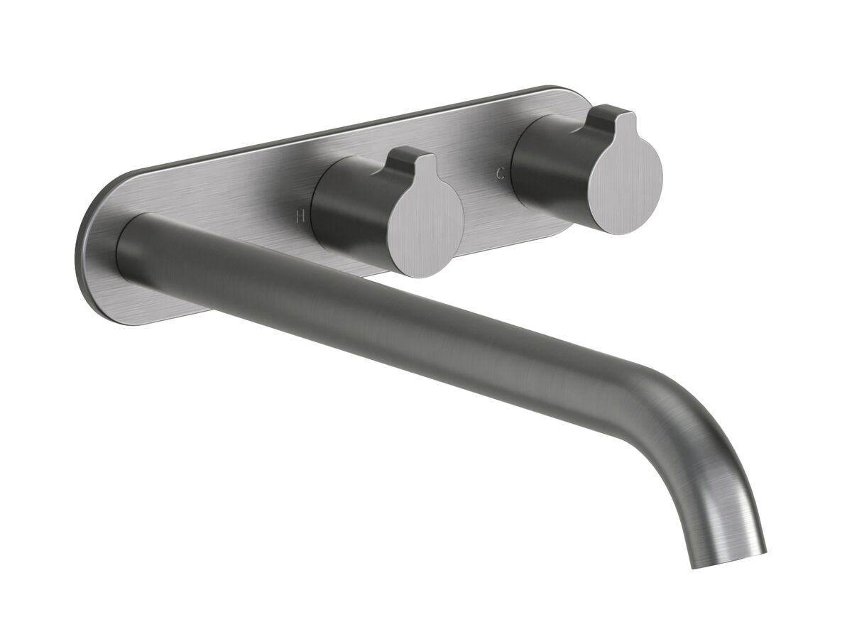 Hero - Faucet Strommen Vara Fin Wall Basin / Bath Hostess Tap System Right Hand 250mm Kit Brushed Graphite (6 Star) Lead Free
