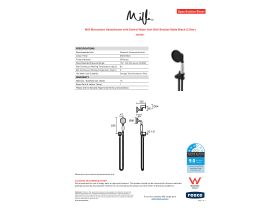 Specification Sheet - Milli Monument Handshower with Swivel Water Inlet Wall Bracket Matte Black (3 Star)