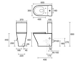 Roca The Gap Round Close Coupled Back to Wall Rimless Overheight Bottom Inlet Thick Seat (4 Star)