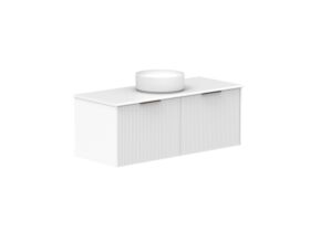 Supporting Image 2- Kado Neue Fluted Square All Drawer 1200mm Wall Hung Vanity with Centre Basin 20mm Top Ultra White