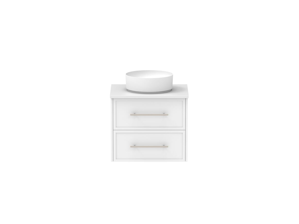 Supporting Image - Kado Lux All Drawer 600mm Wall Hung Vanity Centre Basin 20mm - White Shaker Front