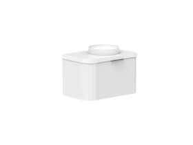 Supporting Image 2- Kado Neue Fluted Single Curve All Drawer 750mm Wall Hung Vanity with Centre Basin Durasein 50mm Top Ultra White