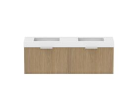 Supporting Image - Kado Lux Slim All Drawer 1500mm Wall Hung Vanity with Double Basin 90mm Top Boston Oak