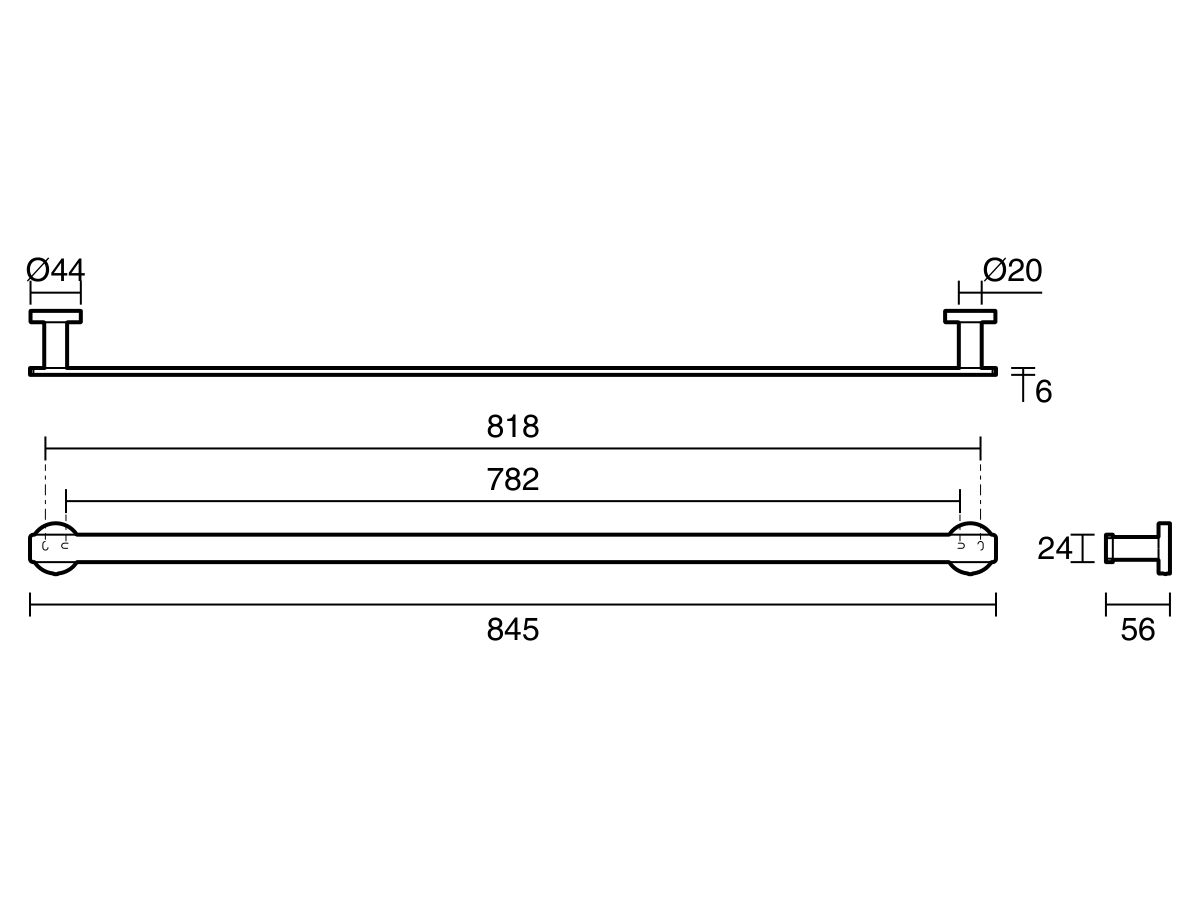 Milli Marle Edit Single Towel Rail 800mm