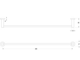 Sussex Pure Single Towel Rail 600mm