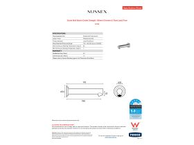 Specification Sheet - Scala Wall Basin Outlet Straight 160mm Chrome (5 Star) Lead Free