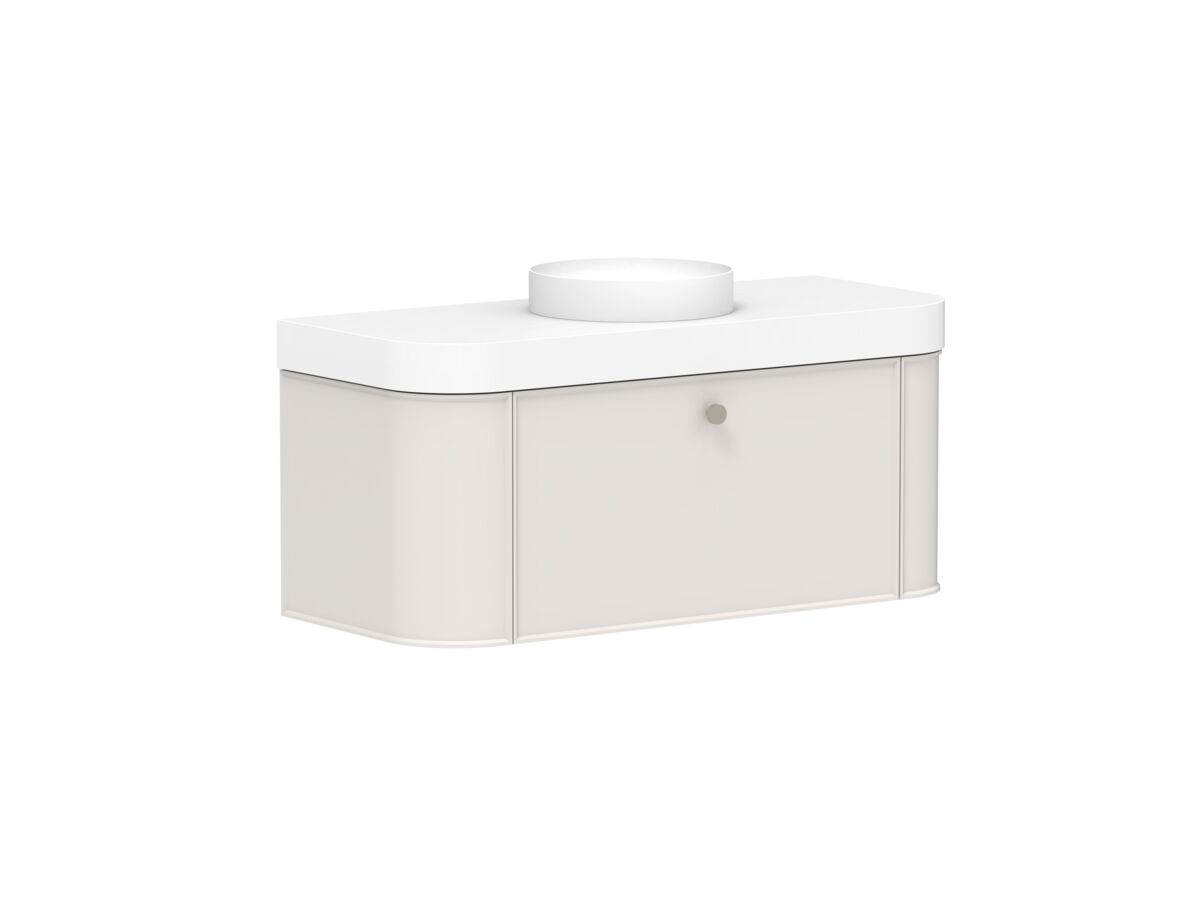 Supporting Image 2 - Kado Era Double Curve All Drawer 1200mm Wall Hung Vanity Centre Basin 90mm Durasein Top Feather Grey