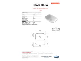 Specification Sheet - Caroma Forma II 500mm Above Counter Basin No Taphole Matte White