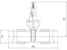 Technical Drawing - DIMAX PE Tailed Valves DN125
