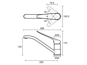 Technical Drawing  - Wolfen Stainless Steel Sink Mixer with Extended Lever Handle 170mm