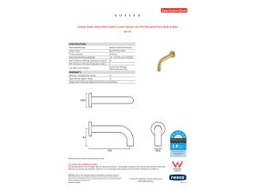 Specification Sheet - Sussex Scala 25mm Wall Outlet Curved 160mm LUX PVD Brushed Pure Gold (6 Star)