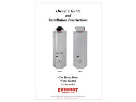 Owners Guide & Installation Instructions - Everhot Gas Heavy Duty 275L
