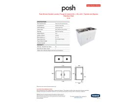 Specification Sheet - Posh Bristol Double Laundry Trough & Cabinet 45L + 45L with 1 Taphole and Bypass Stainless Steel