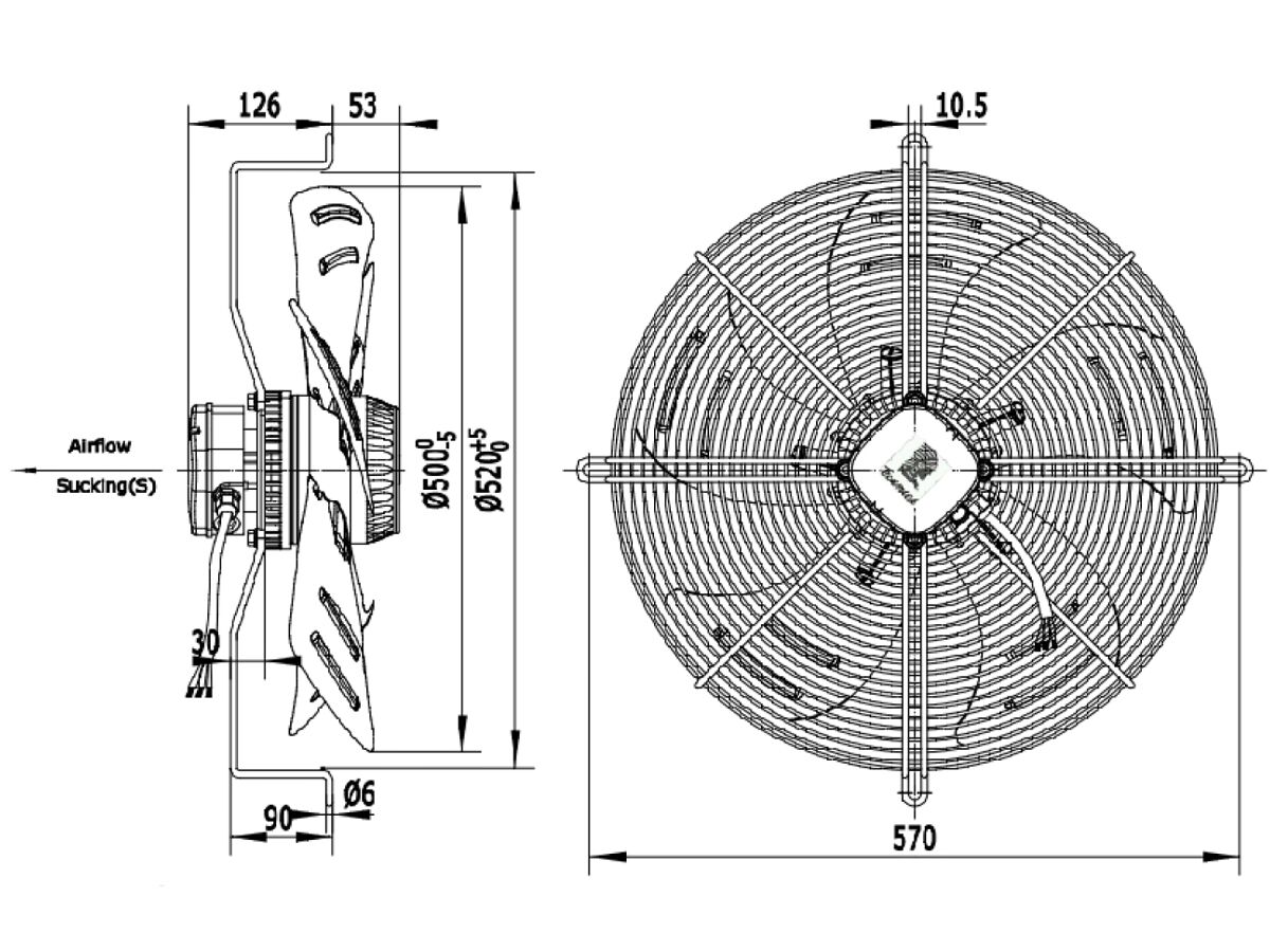 Tecumseh 500mm 1ph Fan Motor Assembly 7552111