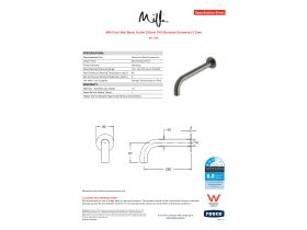 Specification Sheet - Milli Pure Wall Basin Outlet 250mm PVD Brushed Gunmetal (3 Star)