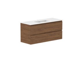 Supporting Image - Posh Domaine 1200mm Wall Hung Twin Vanity Unit All-Drawer Single Bowl Matte White Ceramic Top