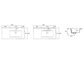 Posh Bristol MK2 Vanity Top Only Right Hand Bowl 1 Taphole 900mm