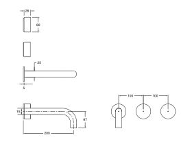 Sussex Pure Wall Basin Hostess System 200mm Right Hand (3 Star)