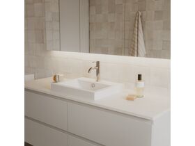 In Situ - Mizu Drift Basin Mixer Curved Spout Chrome (6 Star) Lead Free and Posh Solus Semi Inset Basin 1 Taphole 540 x 450mm White