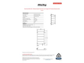 Specification Sheet - Mizu Bloc MK2 550 x 1050mm Heated Towel Rail Low Voltage 24V Polished Stainless Steel