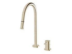 Hero - Sussex Scala Nova Hob Sink Mixer Set Pull Out Spray PVD Brushed Platinum Gold (5 Star) Lead Free