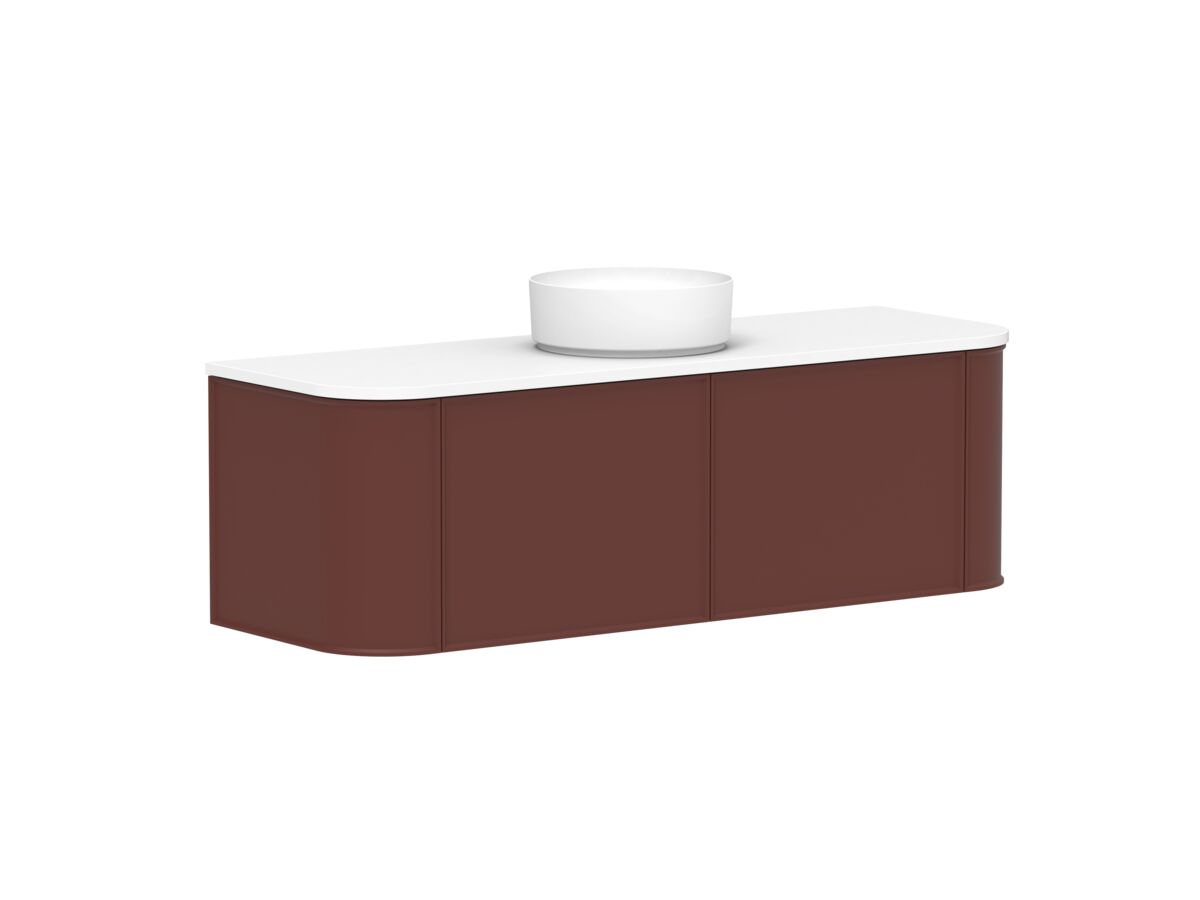 Supporting Image 2 - Kado Era Double Curve All Drawer 1500mm Wall Hung Vanity with Centre Basin 20mm Top Red Marble