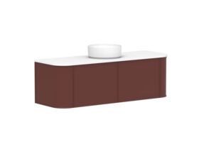 Supporting Image 2 - Kado Era Double Curve All Drawer 1500mm Wall Hung Vanity with Centre Basin 20mm Top Red Marble