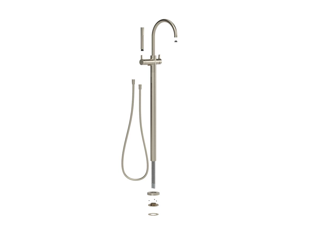 Hero - Faucet Strommen Vara Fin Floor Mounted Bath Mixer with Handshower Trimset Brushed Nickel (3 Star)