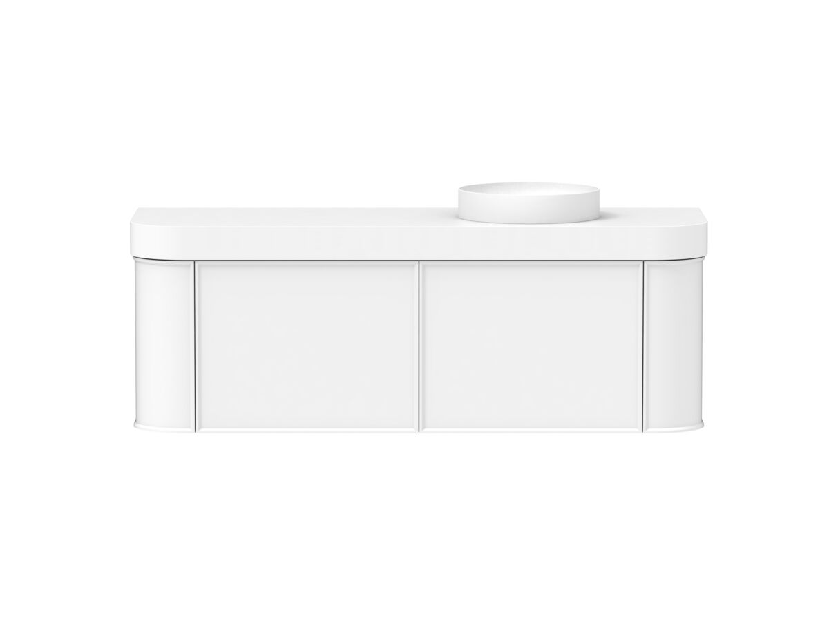 Hero - Kado Era Double Curve All Drawer 1500mm Wall Hung Vanity Right Hand Basin 90mm Durasein Top Matte White