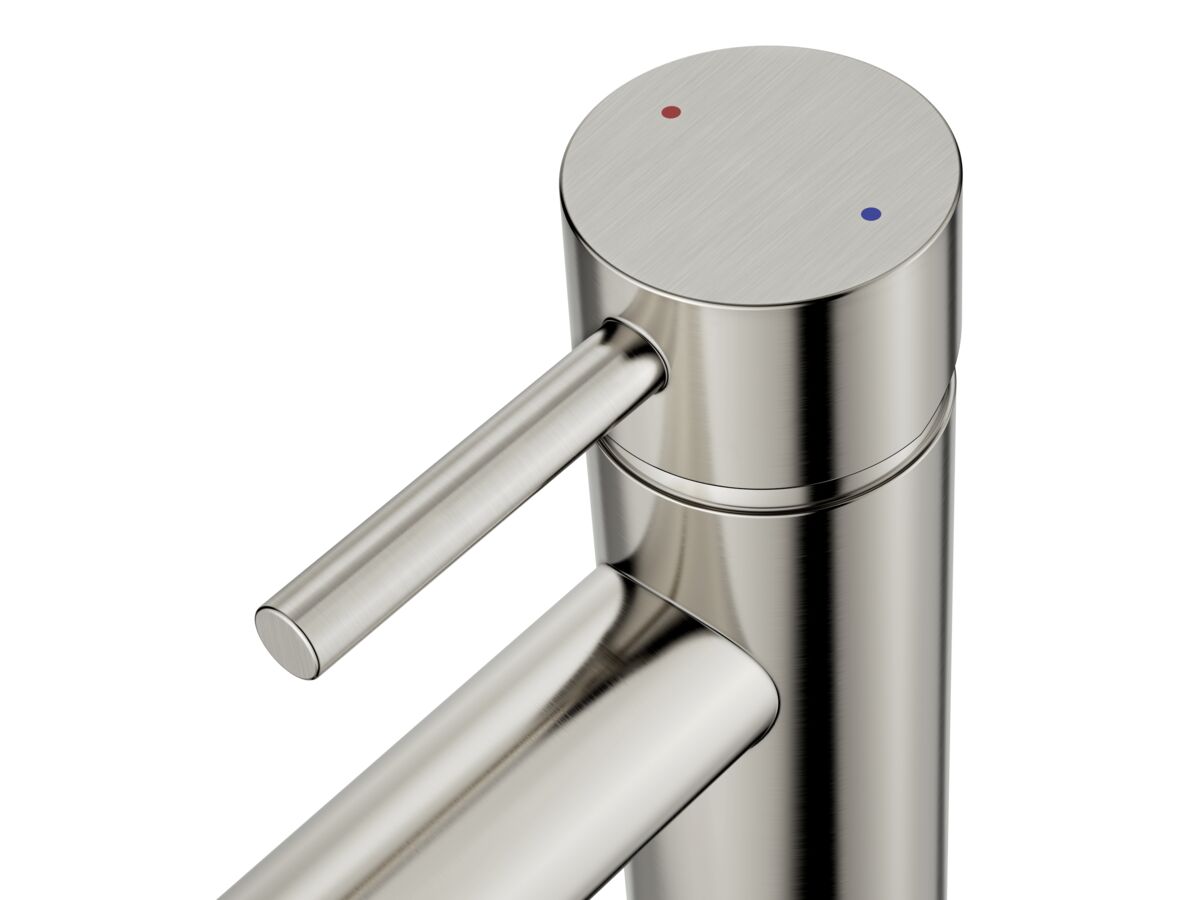 Supporting Image - Posh Bristol Pin Basin Mixer Tap Brushed Nickel (5 Star) Lead Free - Handle